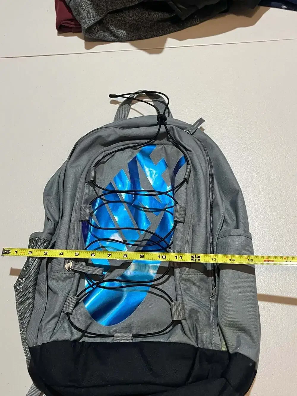 Nike Hayward Backpack Grey with Iridescent Logo and Front Bungee Cord 001-0026